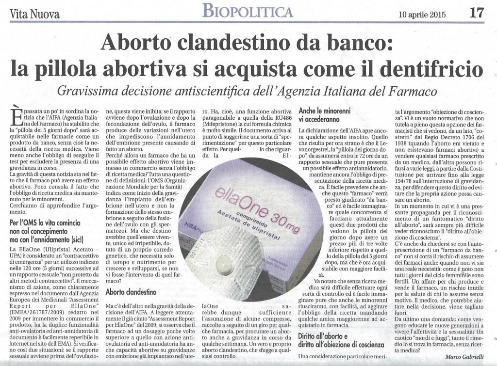 2015-04-10 Vita Nuova pagina 17 Pillola abortiva da banco